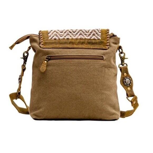 Myra Bag Rater Handcrafted Leather Hide & Canvas With Conchos Bags NWT Purse New - Picture 8 of 8